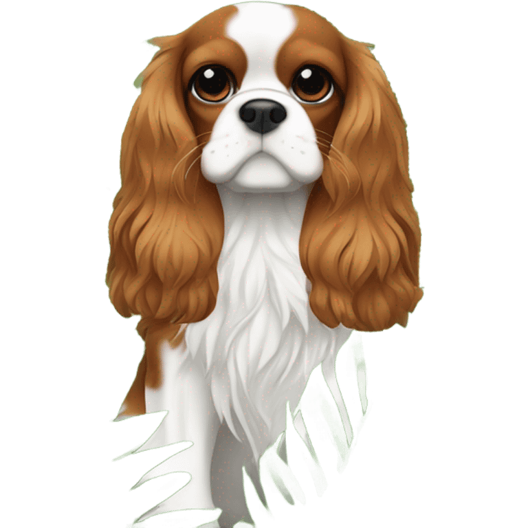 Cavalier dog with fern plant emoji