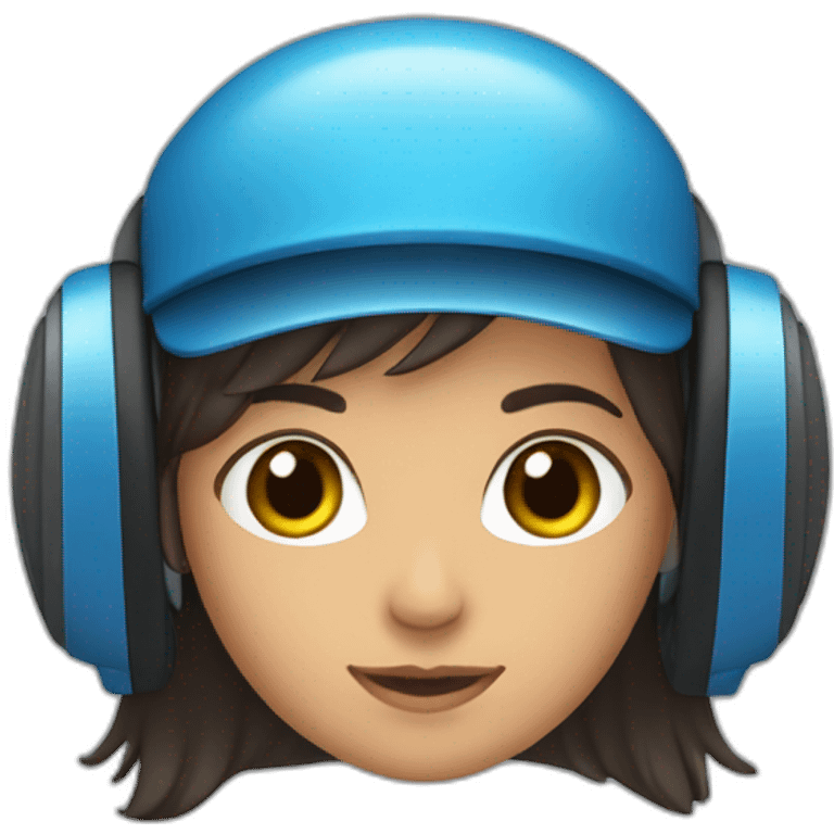 Fille brune avec un casque bleu emoji