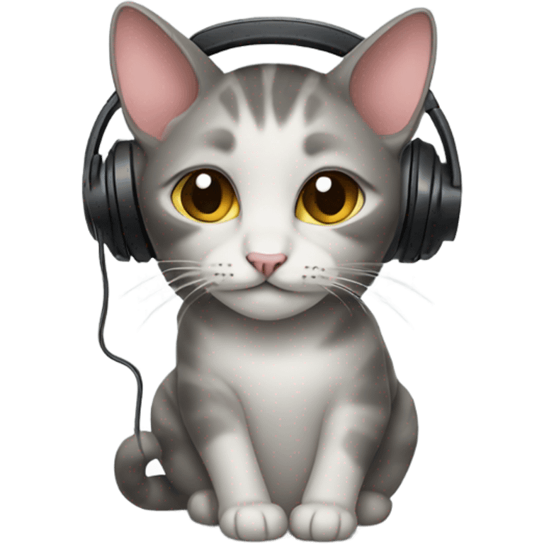 Cat wearing earbuds emoji