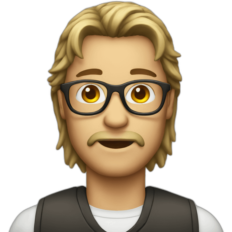 person with mullet and round glasses emoji