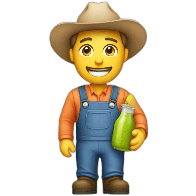 male farmer with hat and juice bottle emoji