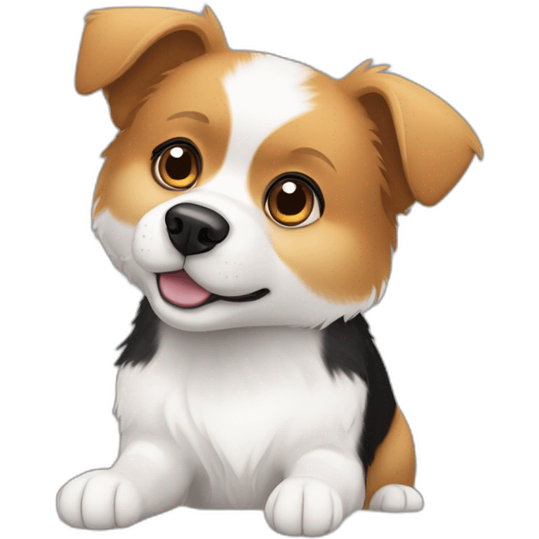 Dog half pomeranian quarter beagle quarter american eskimo with black and white fur emoji