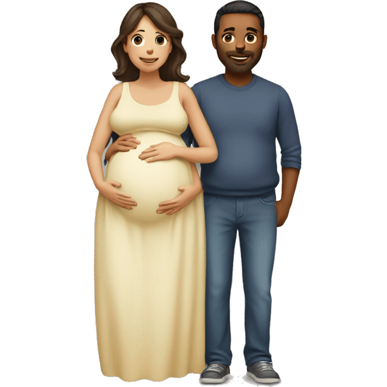 A pregnant woman with her husband  emoji