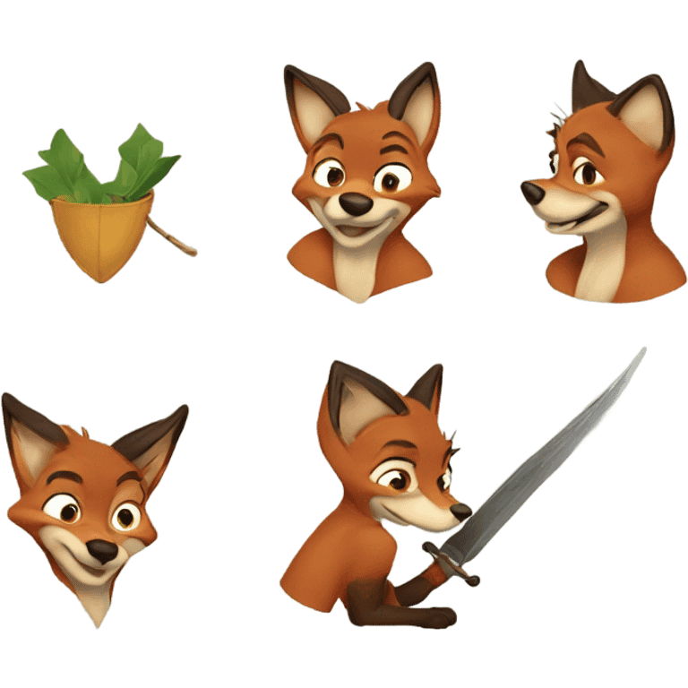 Fox Robin Hood Disney style emoji