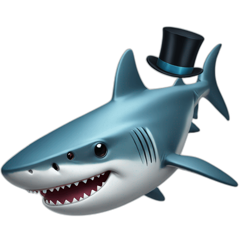 Shark with a top hat emoji