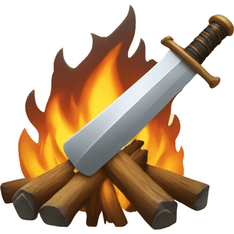 bonfire with a sword in the middle emoji