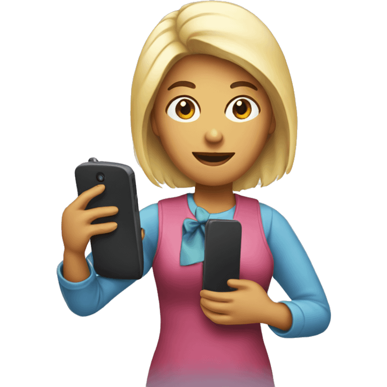 female holding big phone emoji