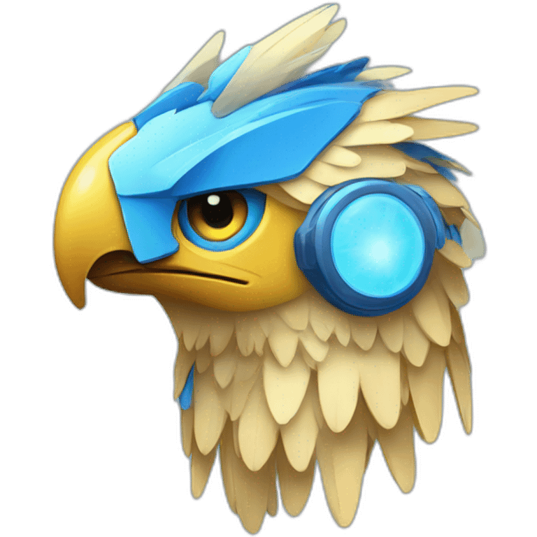 futuristic blue humanoid eagle emoji