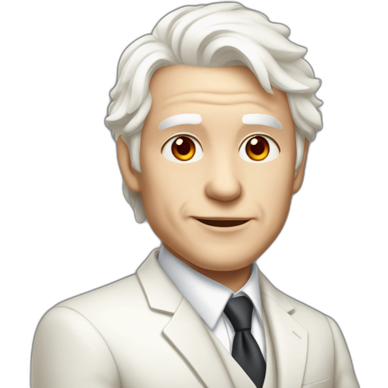 senior Boy, red eyes, White elegant hair, pale-skin, suit emoji