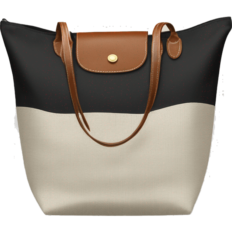 black Longchamp tote bag with brown handle emoji