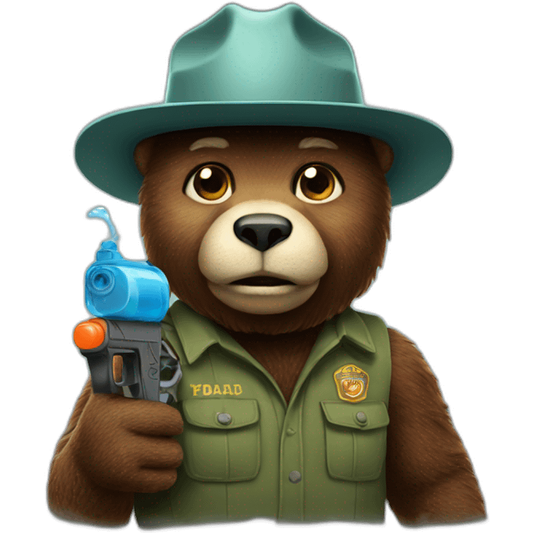 smokey bear with water gun emoji