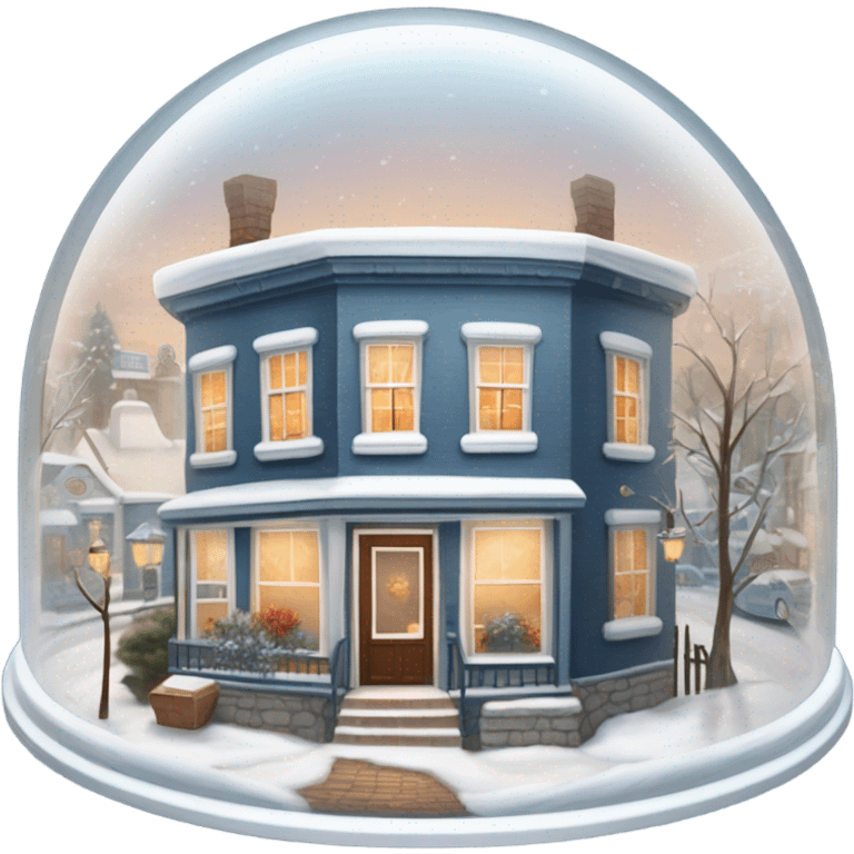 Semi circular glass dome with January small town inside very pretty emoji