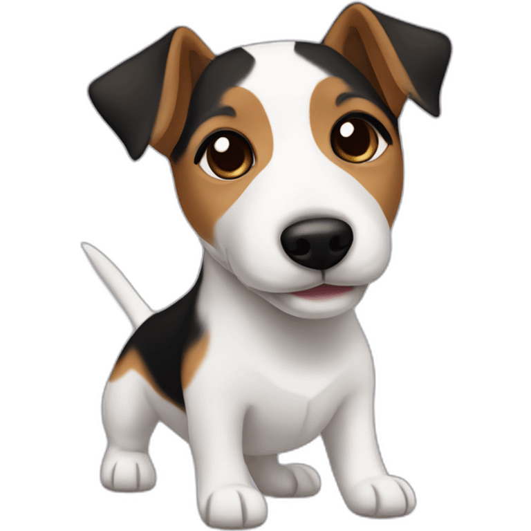 Jack Russell Terrier with a black and tan face, black body and white legs emoji