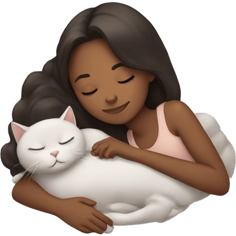 Girl sleeping with her cat  emoji