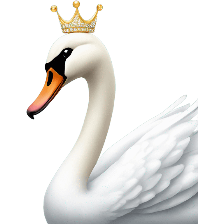 swan with sparkling crown ad black bow tied around neck emoji