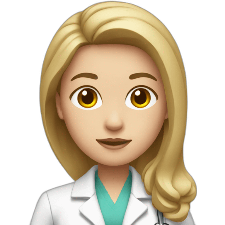 doctor dark blond hair  pink  top with white coat emoji