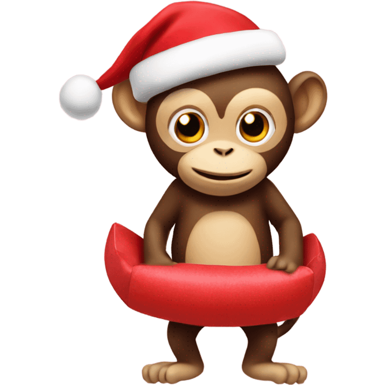 santa monkey with hearts emoji