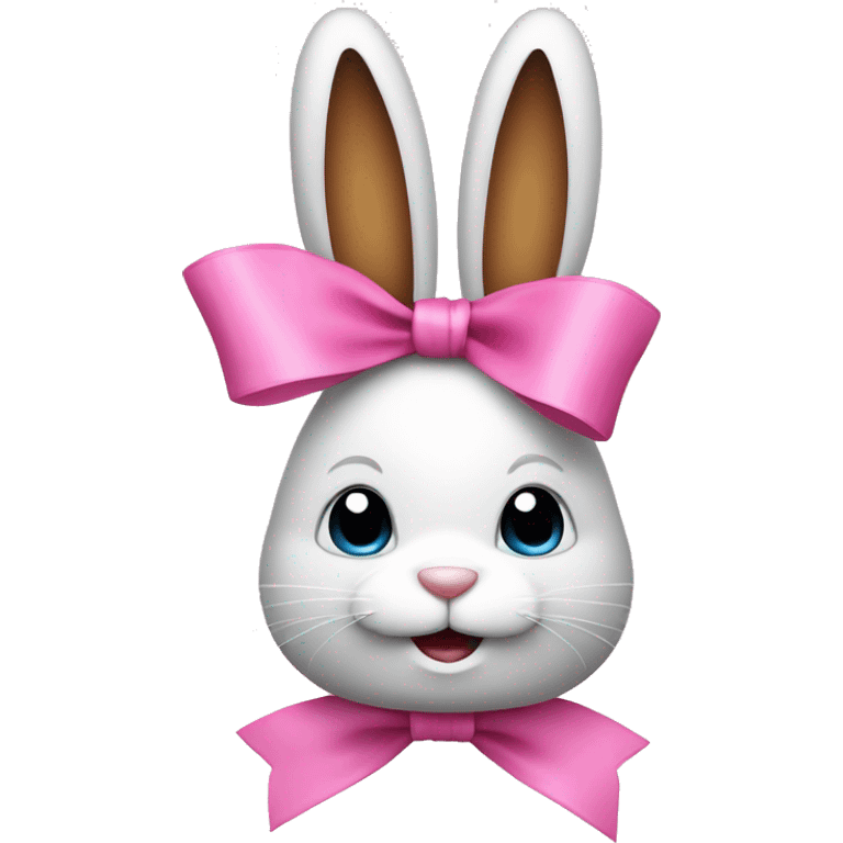 Easter bunny with pink ribbon emoji