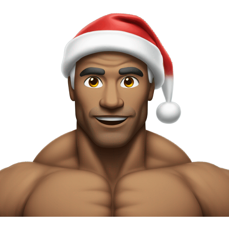 Body builder wearing Santa hat emoji