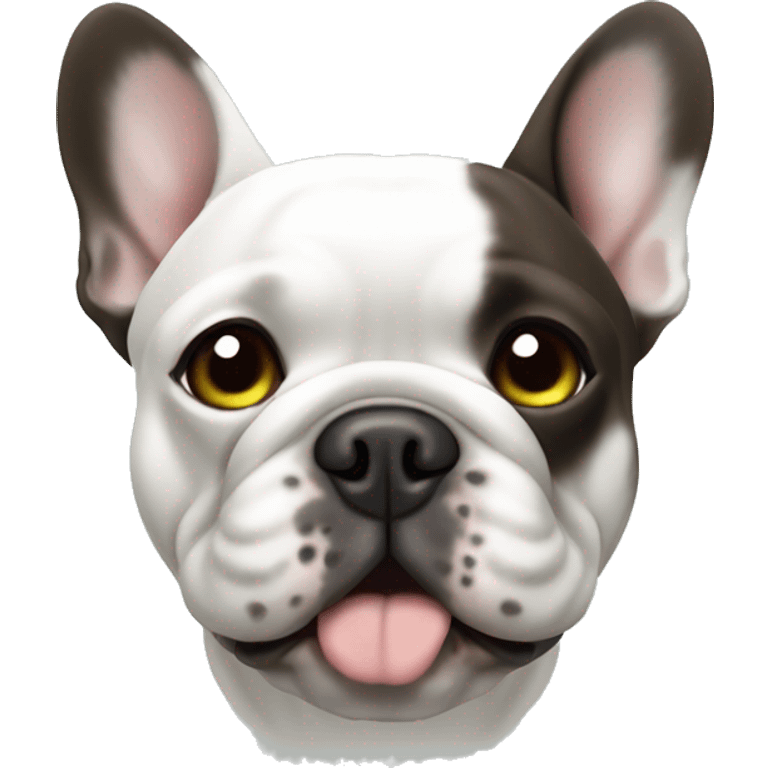 French bulldog white with dark brown and greenish grey eyes emoji