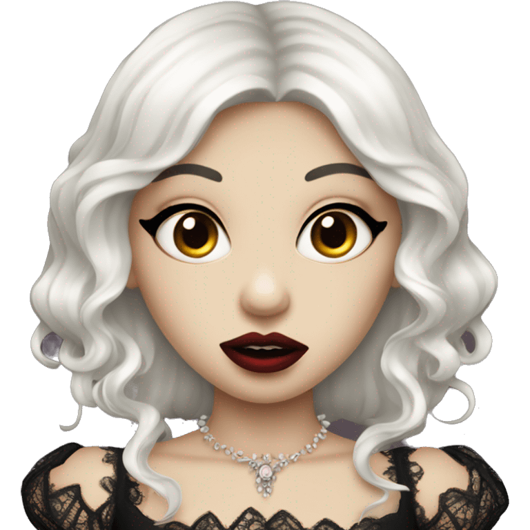 vampire girl in lace with plumpy lips emoji