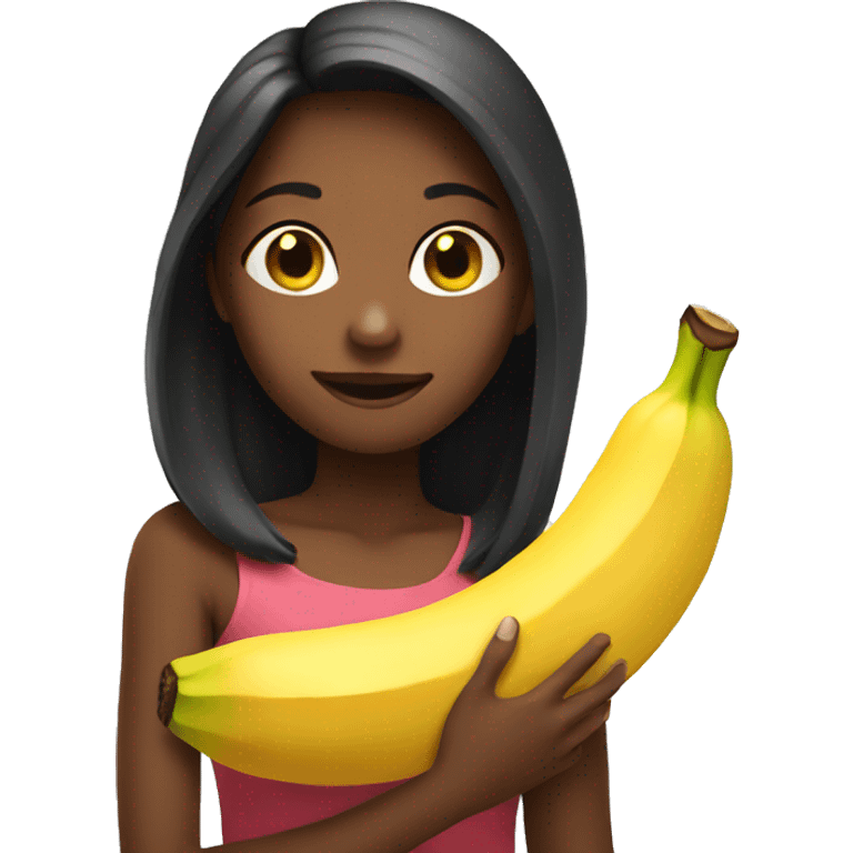 girl holding a banana emoji