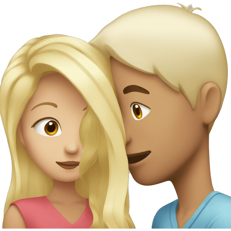 Blond woman kissing an Asian man  emoji