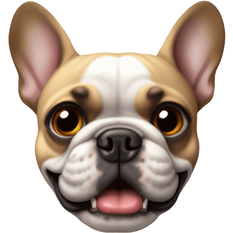 French bulldog with a snaggletootg emoji