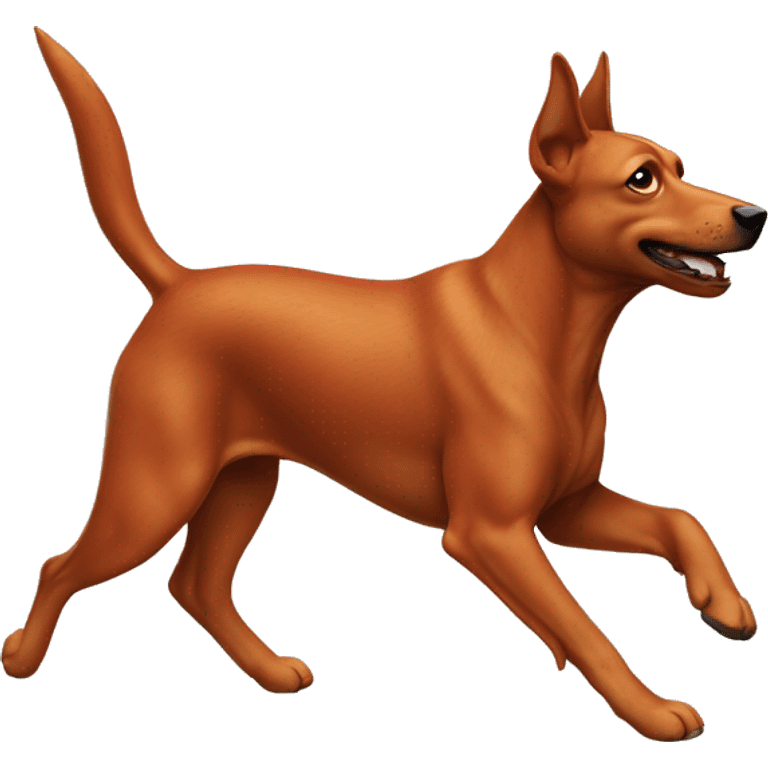 realistic solid red dog with pointed ears running emoji