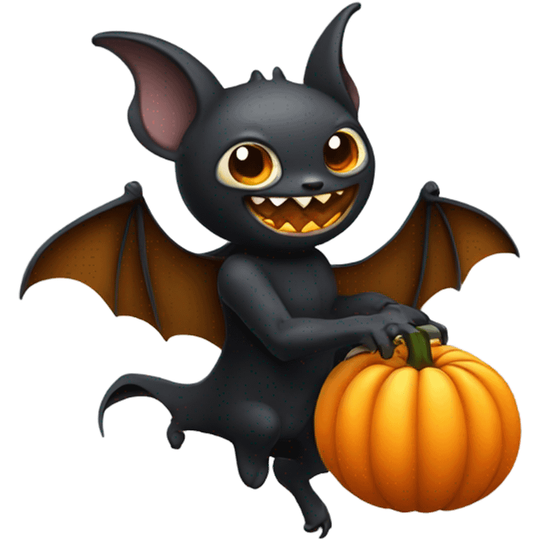 Bat carrying a pumpkin  emoji