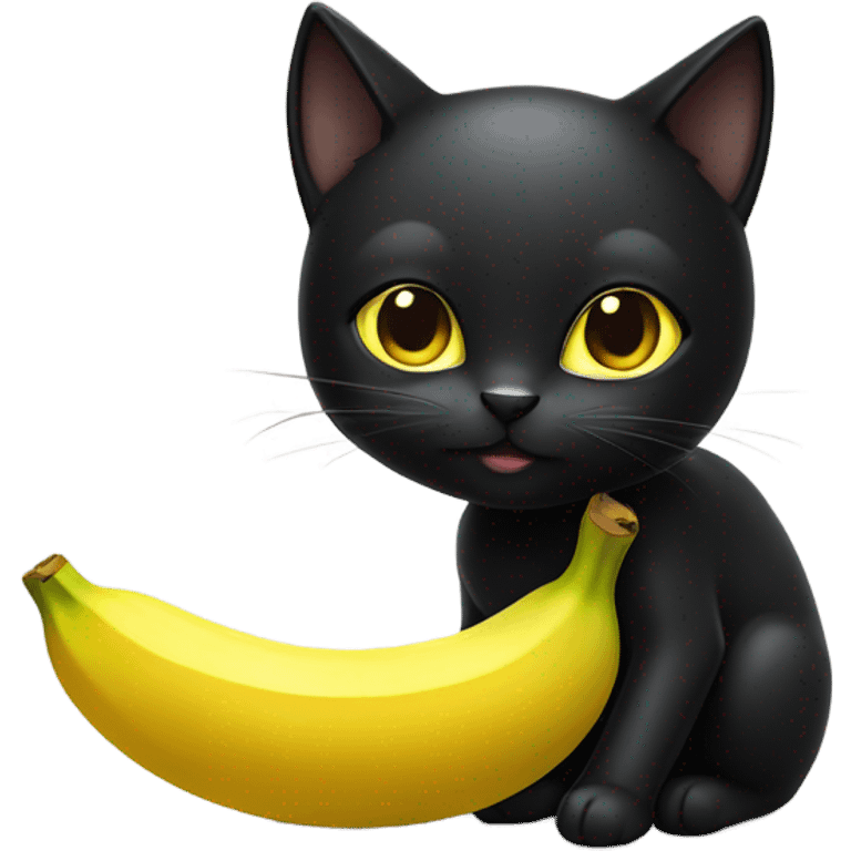 Black cat holding a banana emoji