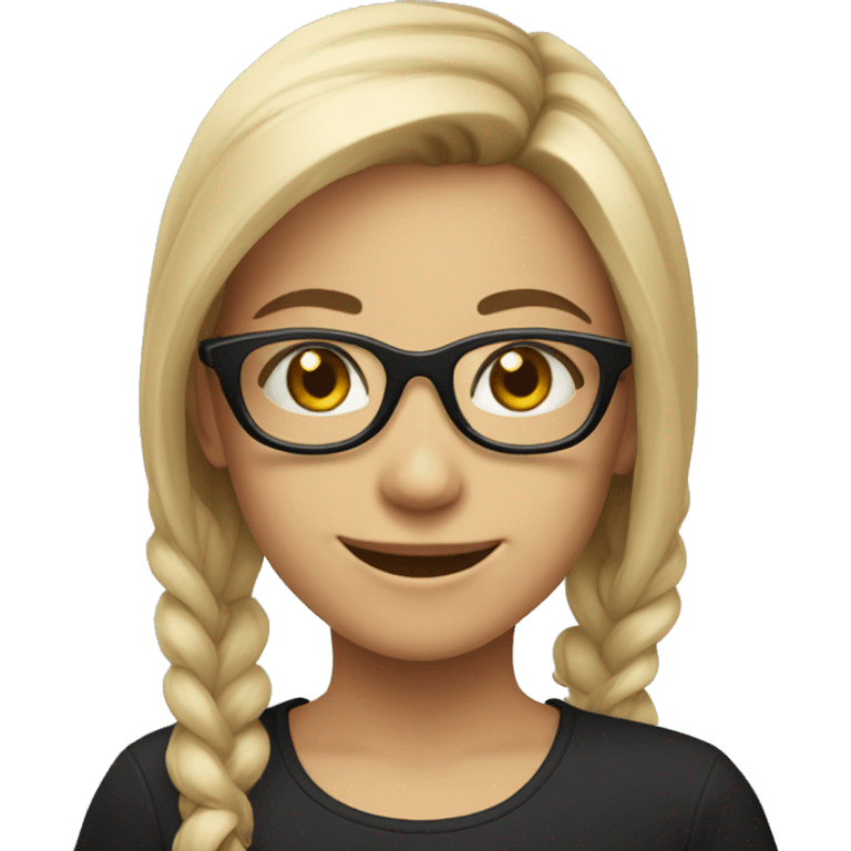 smiling girl in black shirt glasses emoji