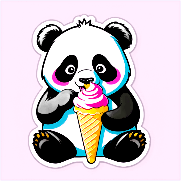 Panda eating ice cream emoji