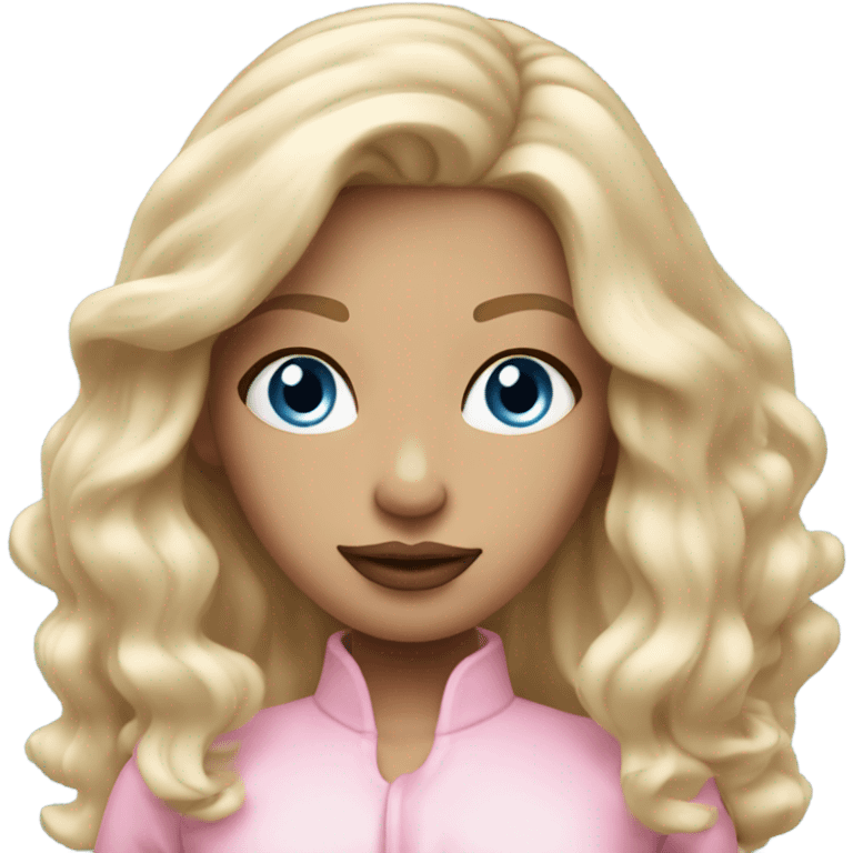 Scandi girl with a blowout blonde haie Blue eyes pink lips  emoji