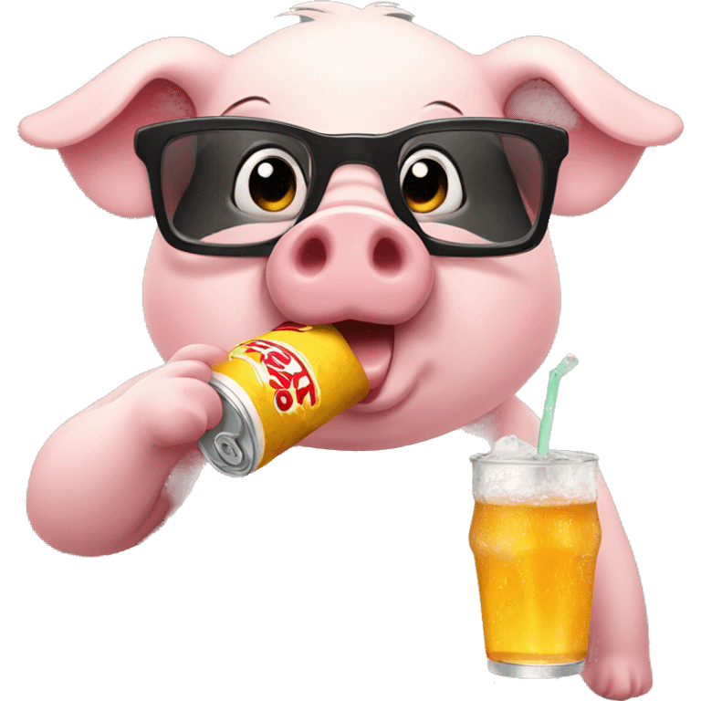 small pig drinking soda emoji