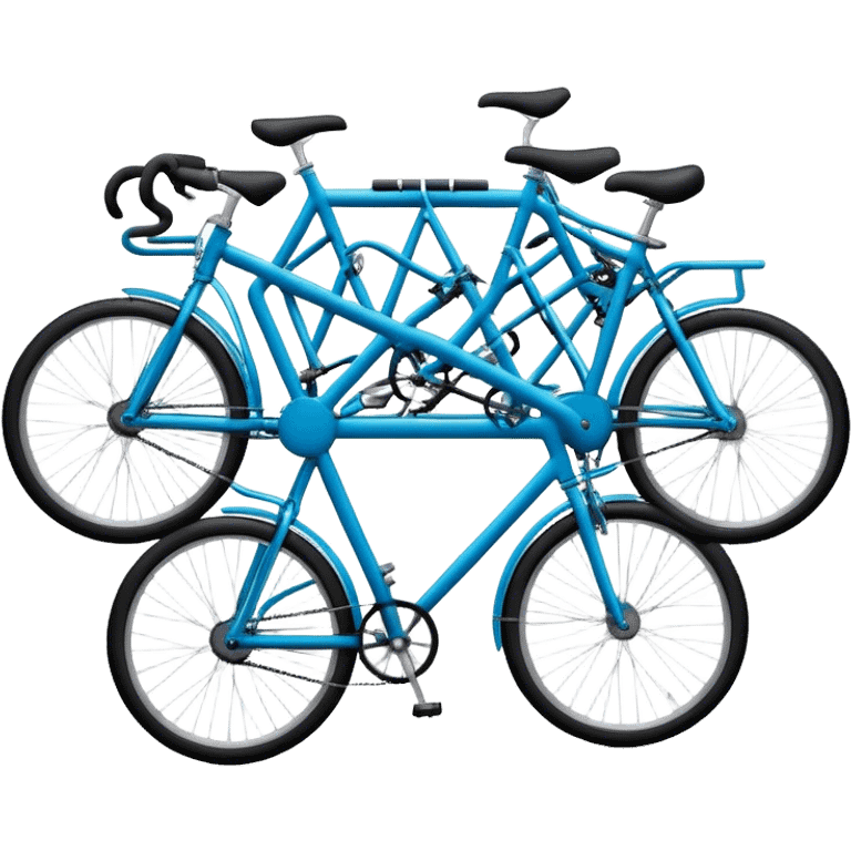 Ad-hoc solution that is built of several different bicycles. Bicycles are connected into weird looking shape. emoji