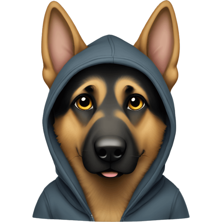 german shepherd wearing a hoodie emoji