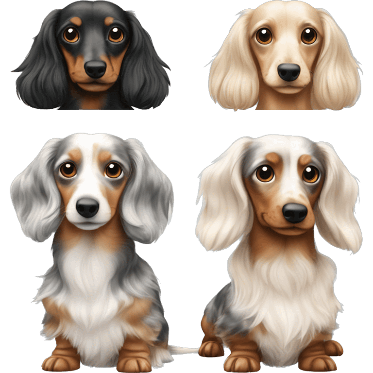 Tri Merle long haired Dachshunds together emoji