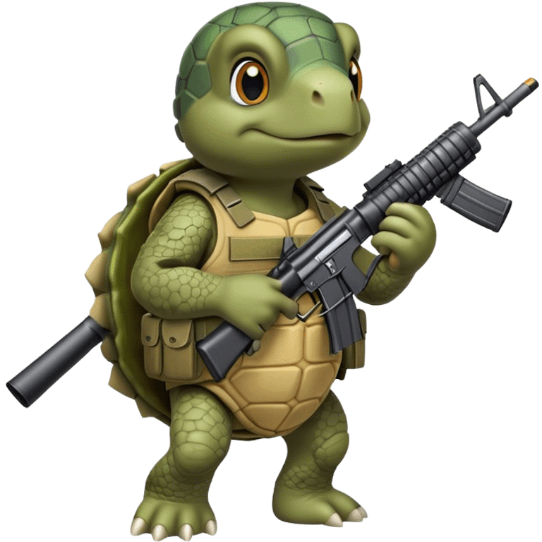 Turtle in army vest with m16 emoji