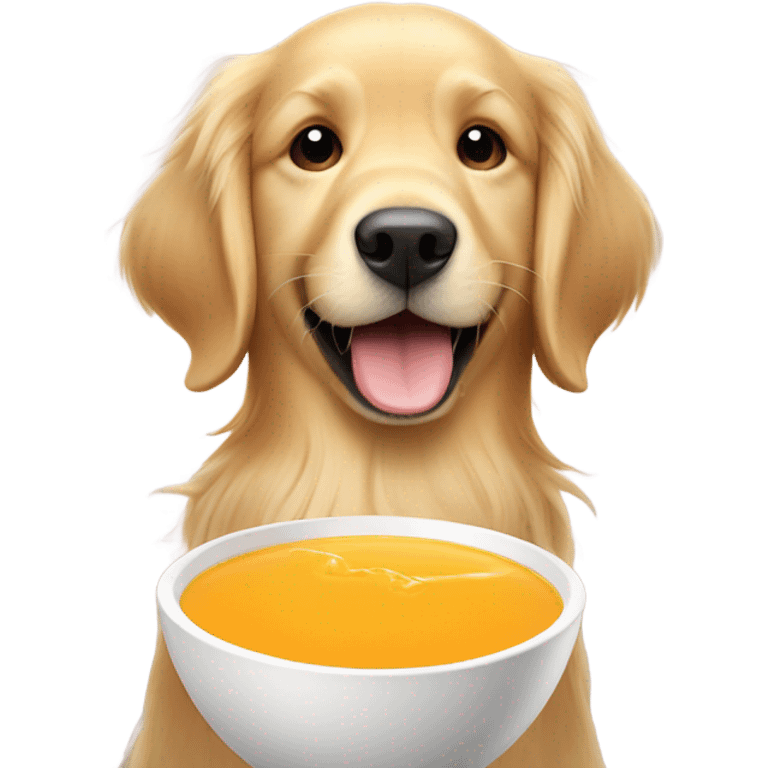 Golden Retriever drinking orange juice  emoji