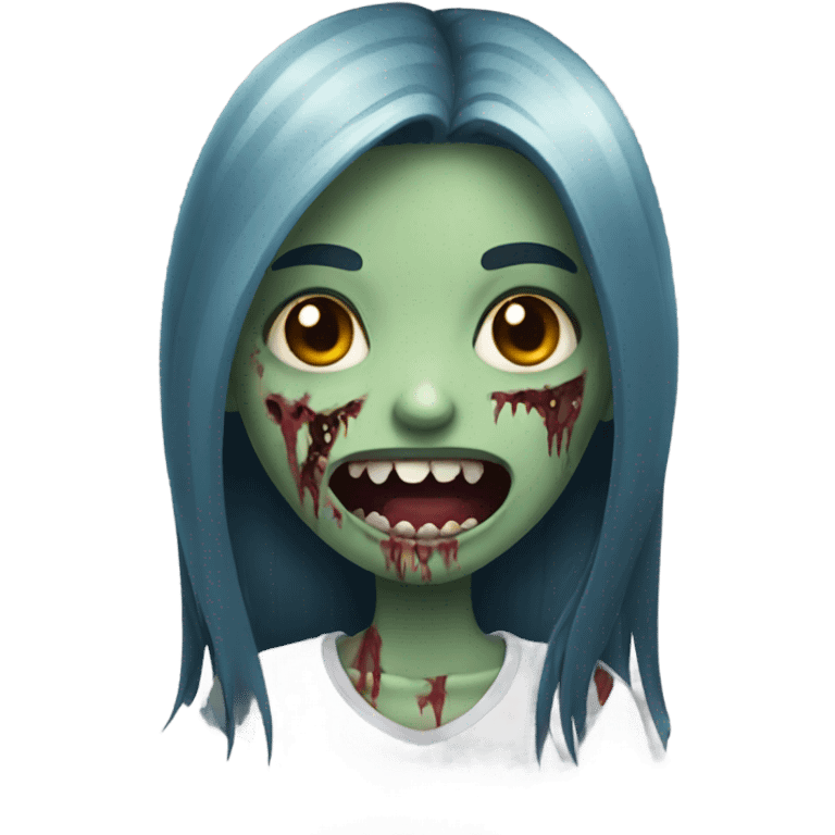 girl zombie with dark long hair with teeth emoji