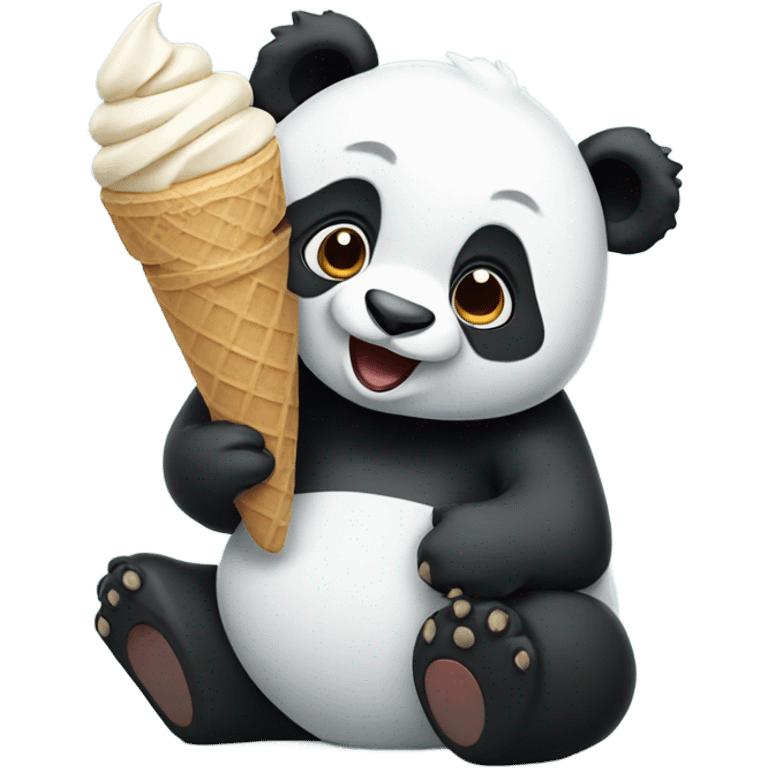 Panda eating ice cream emoji