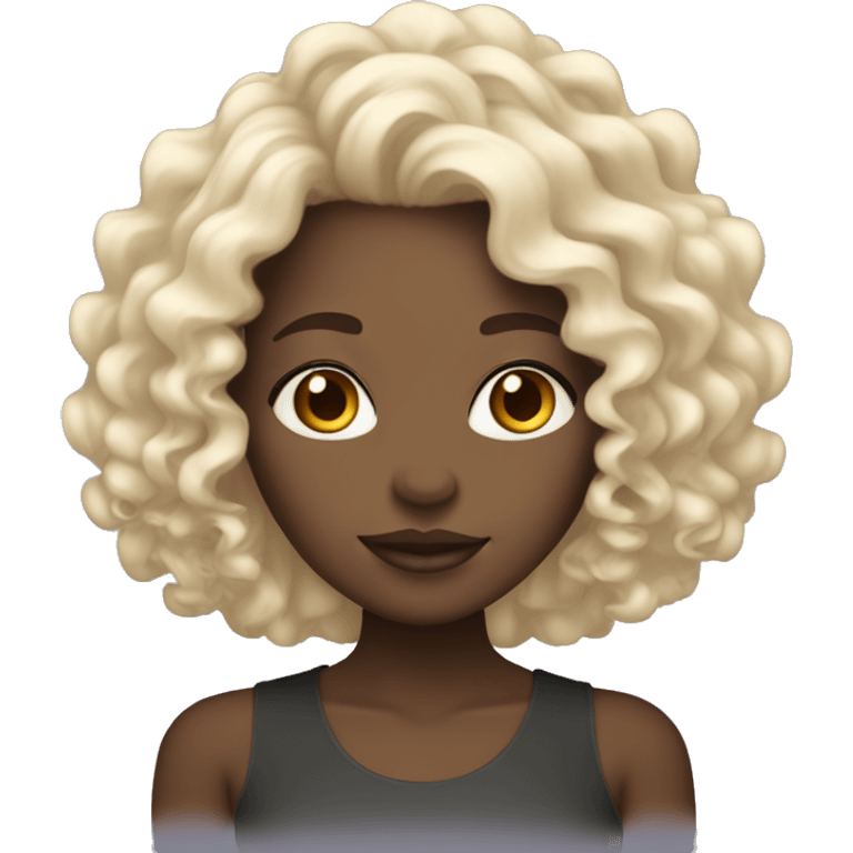 Black girl with deep skin tone with platinum blonde curly hair  emoji