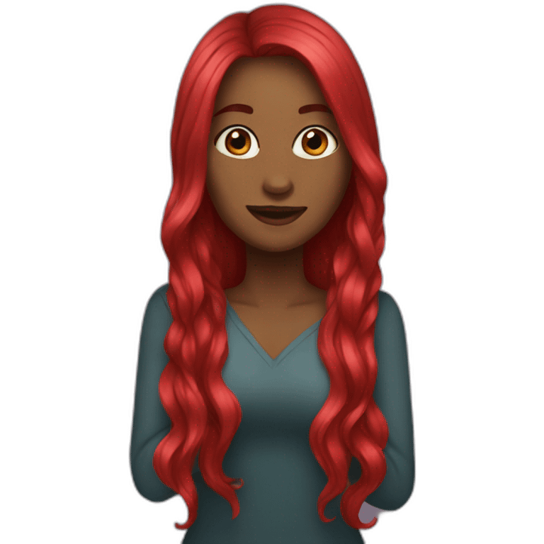 women with ruby long hair emoji