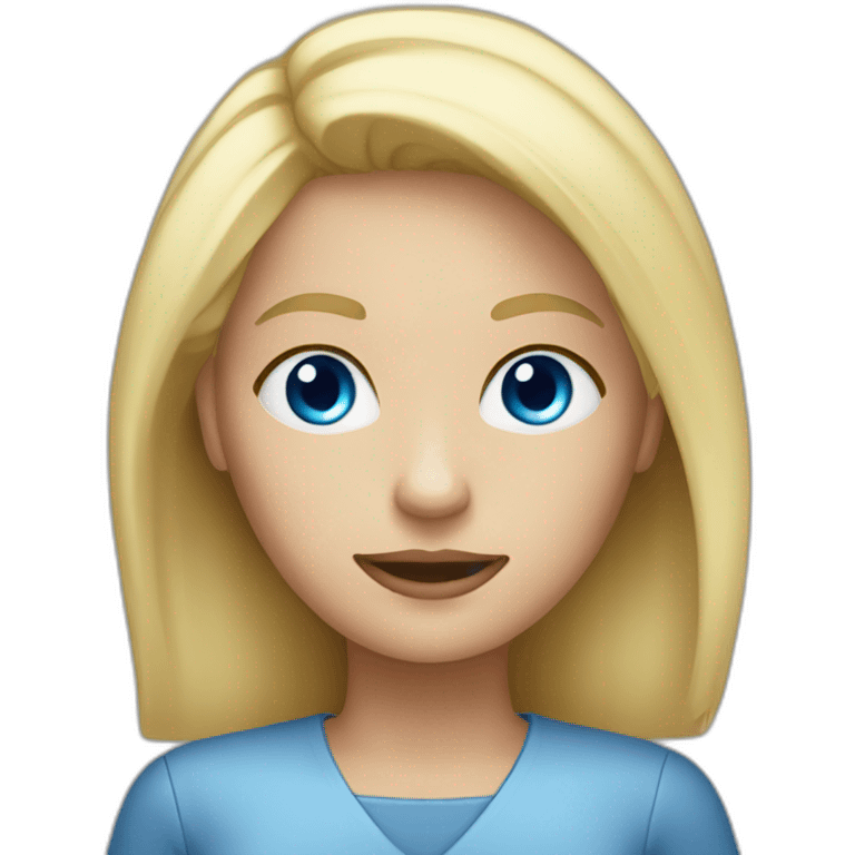 blond woman blue eyes working commputer emoji