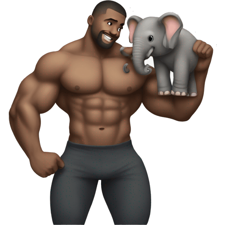 Muscle guy with a elephant  emoji