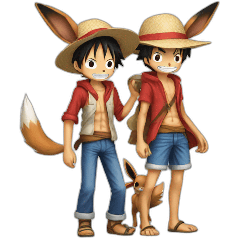 Luffy and Eevee emoji