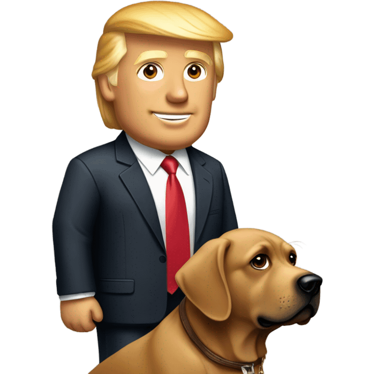 Donald trump with a brown lab dog emoji