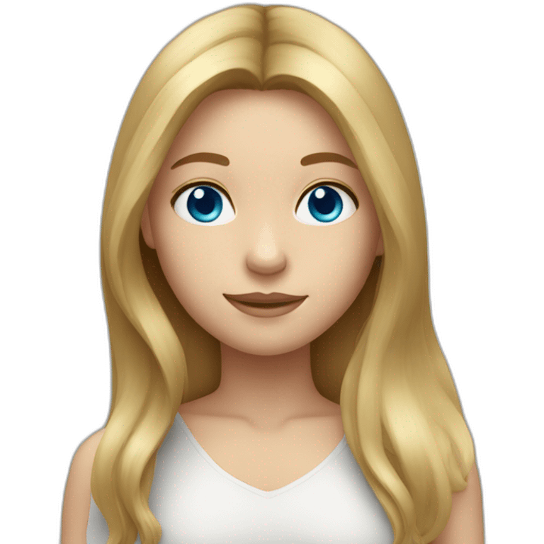 a girl with long dark blond hair, blue eyes emoji