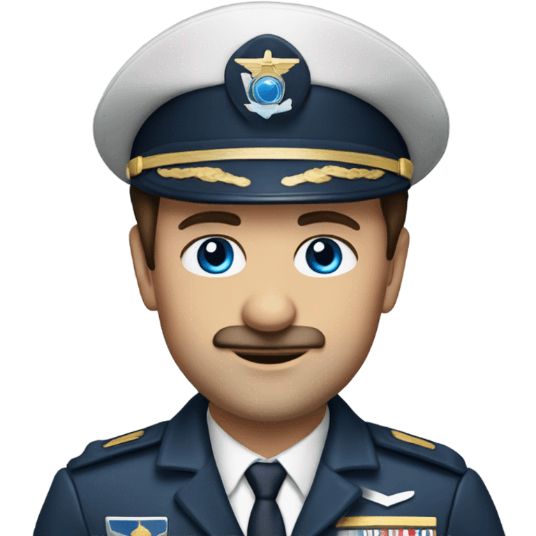 Brown haired 50 year old pilot commander with blue eyes  emoji